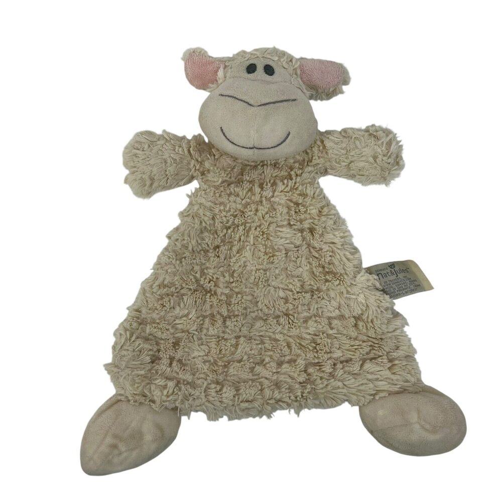 Demdaco Nat & Jules Plush Sheep Lamb Lovey Beige Security Blanket Rattle